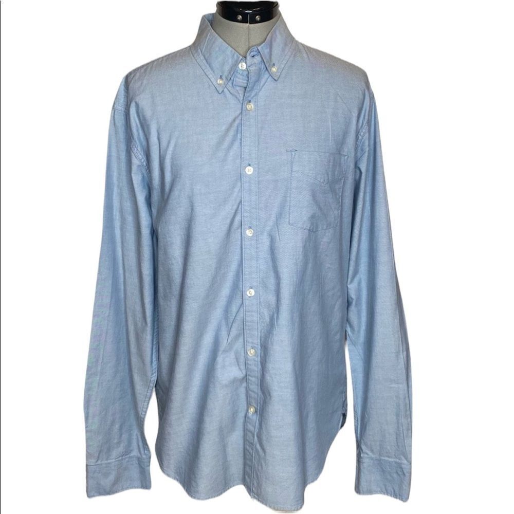 Lucky Brand White Label Blue Button Down Shirt Size Large